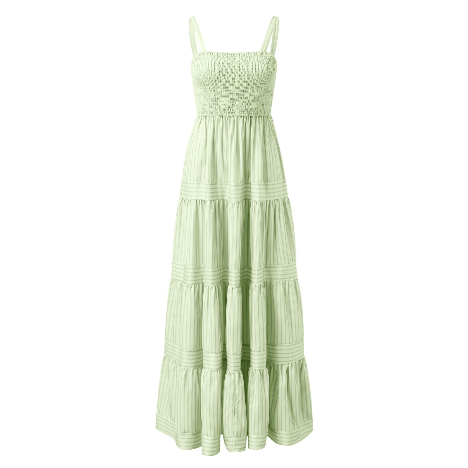 thumbnail image 4 of Vestido largo bohemio con tirantes a rayas para mujer - Vestido largo informal de verano para la playa, 4 of 5